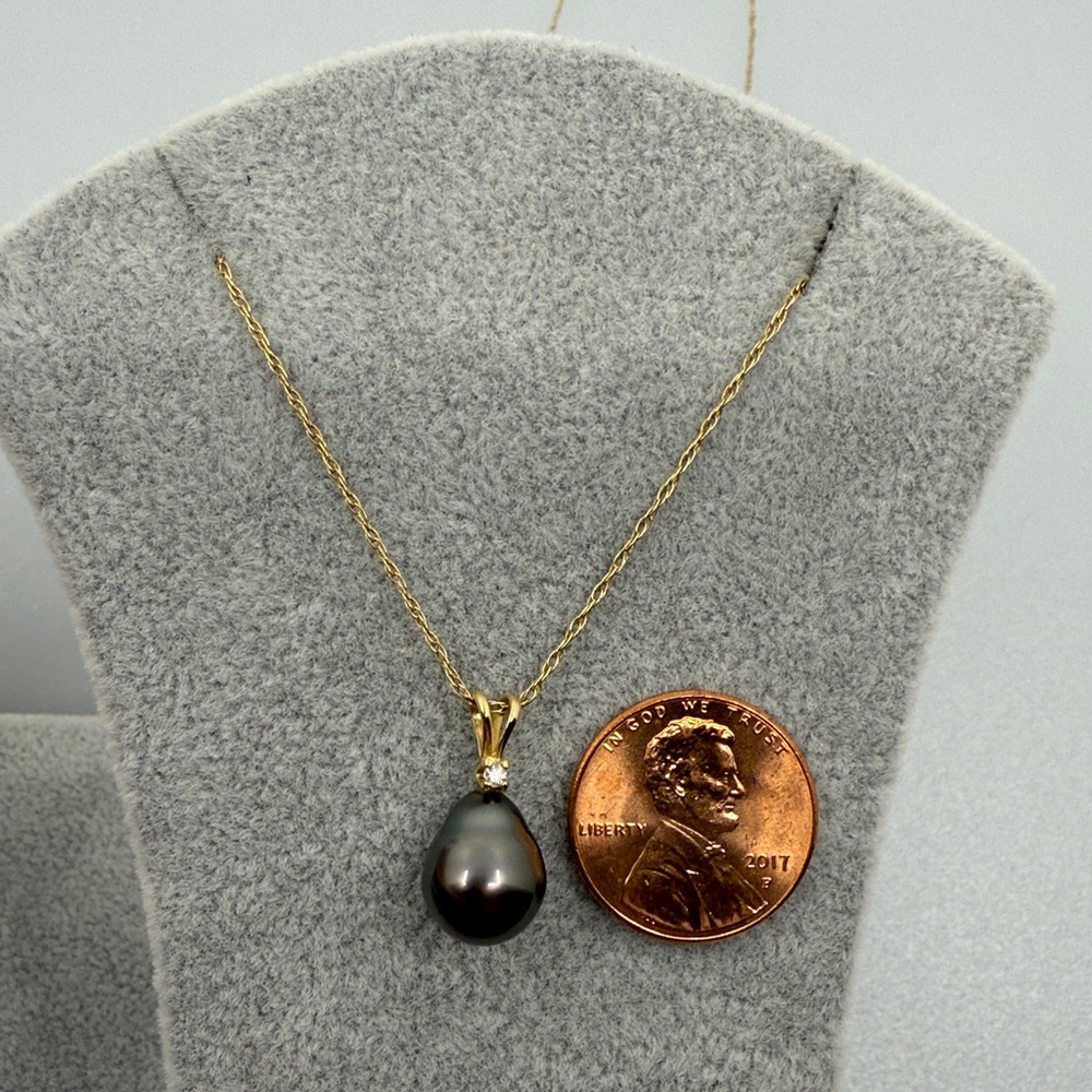 Mikimoto 14k real solid Gold Pearl Diamond Necklace - Picture 5 of 12